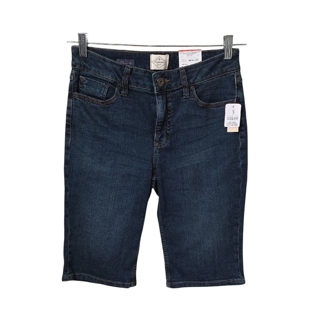 St. John's Bay Dark Blue Denim Bermuda Shorts Womens Size 8 NWT